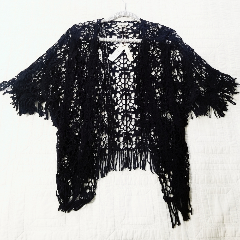 Black croquet bobo open shirtsleeves cardigan
S M